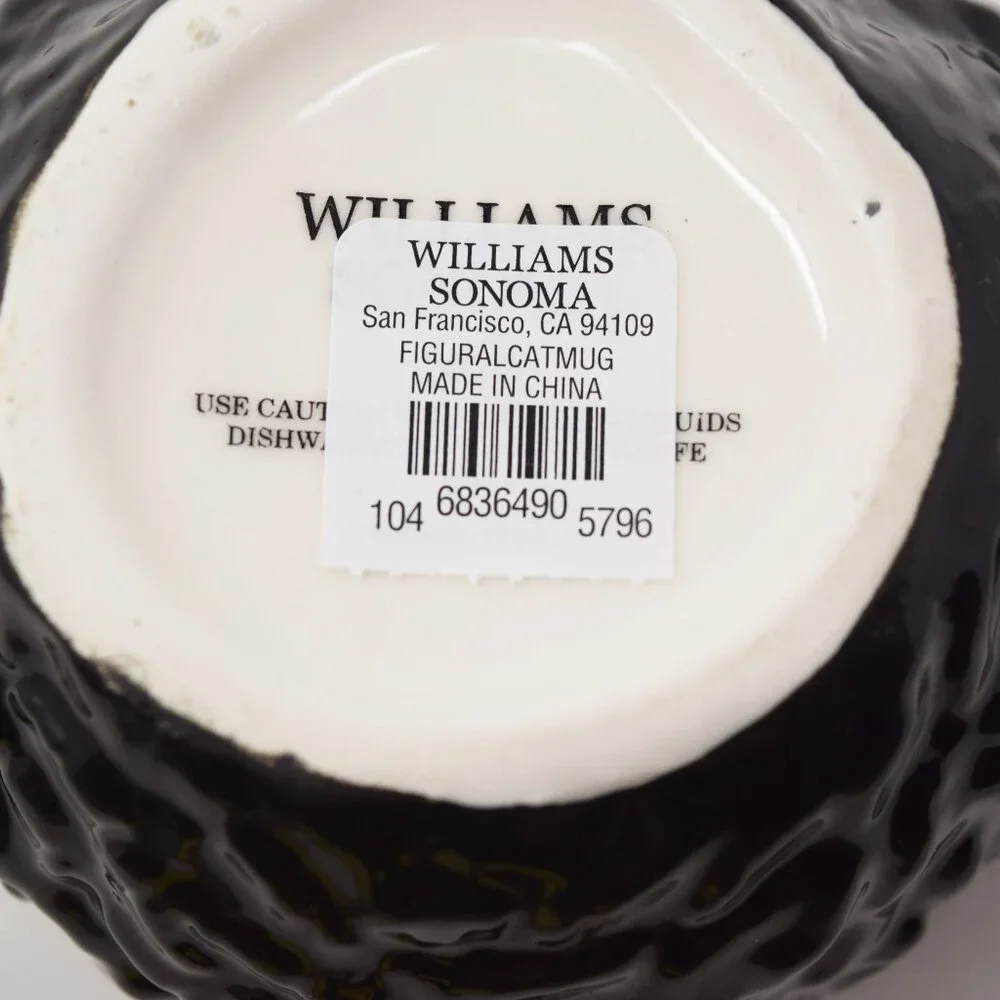 Williams Sonoma Halloween Black Cat Mug 13 oz Figural 3D Cup New Spooky Witchy